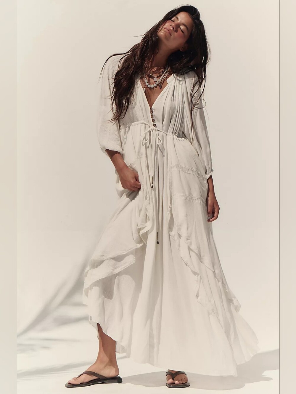 Free People NWT Plenty of Love Maxi Dress In Ivory Size XS - Picture 2 of 9